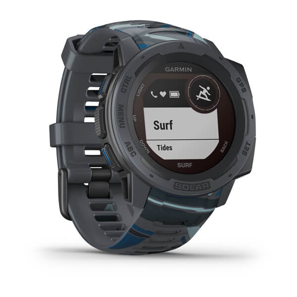 ساعة Garmin Instinct Solar Tactical Edition بسوار سيليكون "بايبلاين" وشاشة عرض ملونة بالكامل