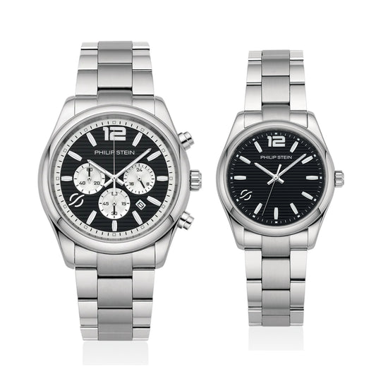 Philip Stein Couple Watch 47C-CRBWP-SS & 46-BKP-SS