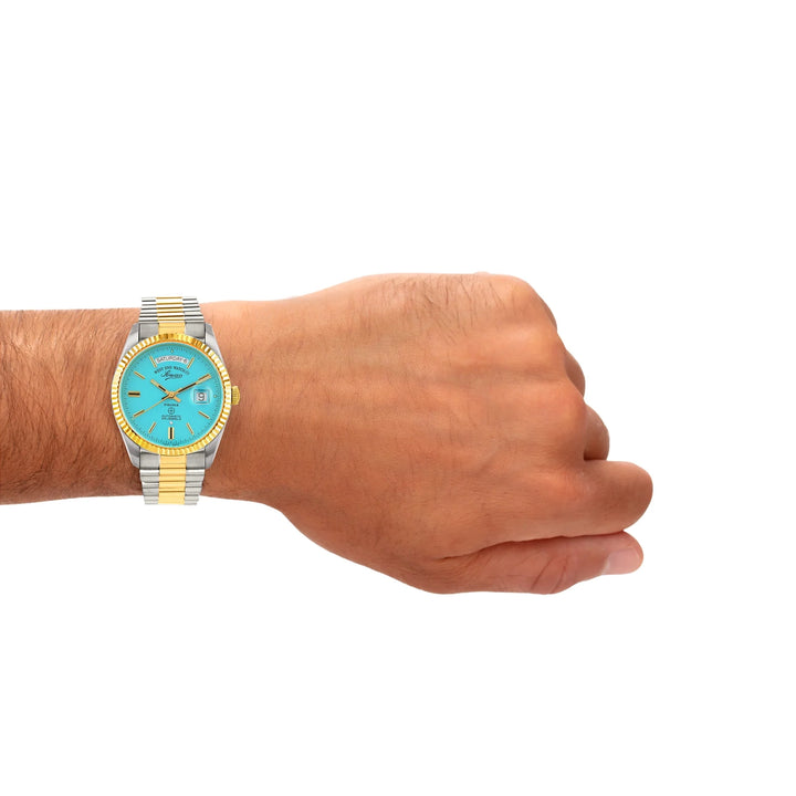 West End Women's Silver Tone Case Turquoise Dial Automatic Watch