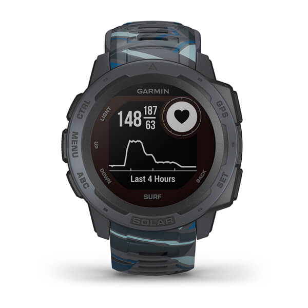 ساعة Garmin Instinct Solar Tactical Edition بسوار سيليكون "بايبلاين" وشاشة عرض ملونة بالكامل