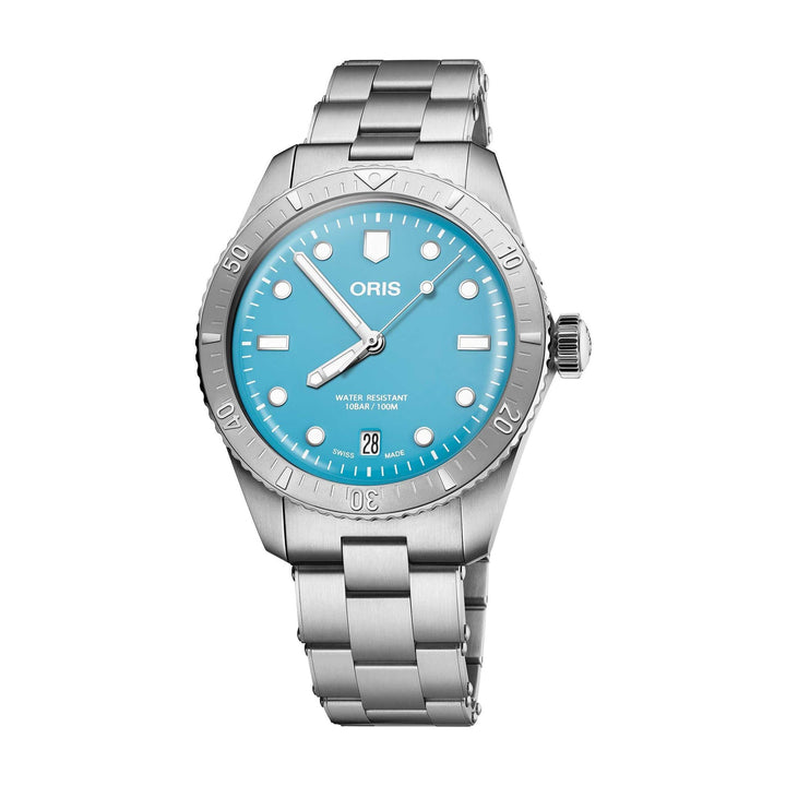 Oris Unisex Silver Tone Case Blue Dial Automatic Watch