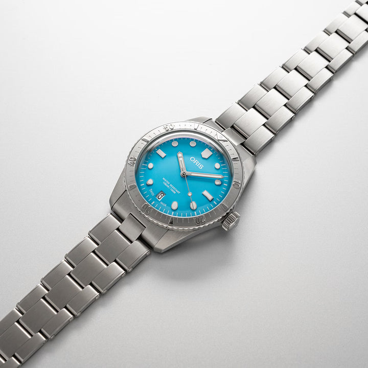 Oris Unisex Silver Tone Case Blue Dial Automatic Watch
