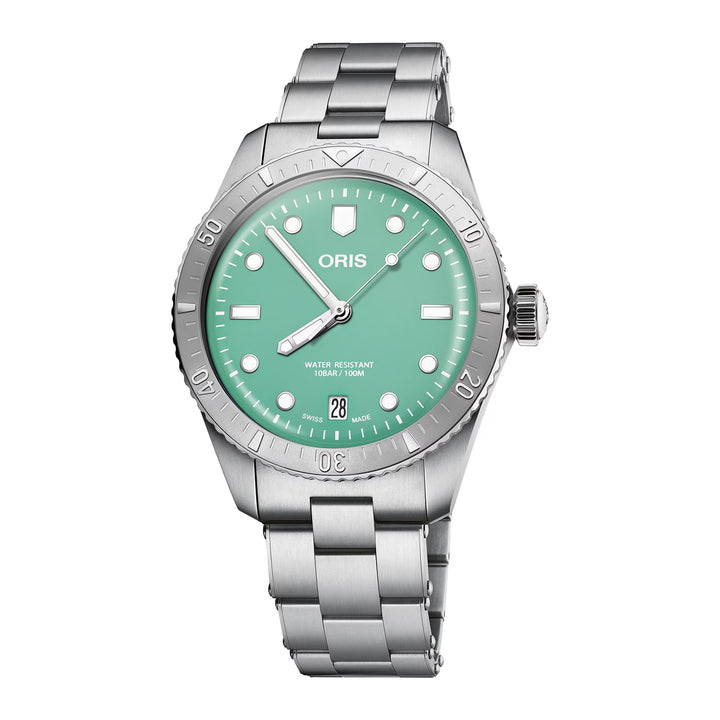 Oris Unisex Silver Tone Case Green Dial Automatic Watch