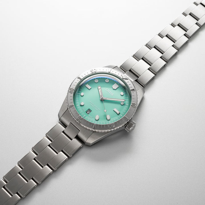 Oris Unisex Silver Tone Case Green Dial Automatic Watch