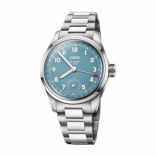 Oris Men's Silver Tone Case Blue Dial Automatic Watch