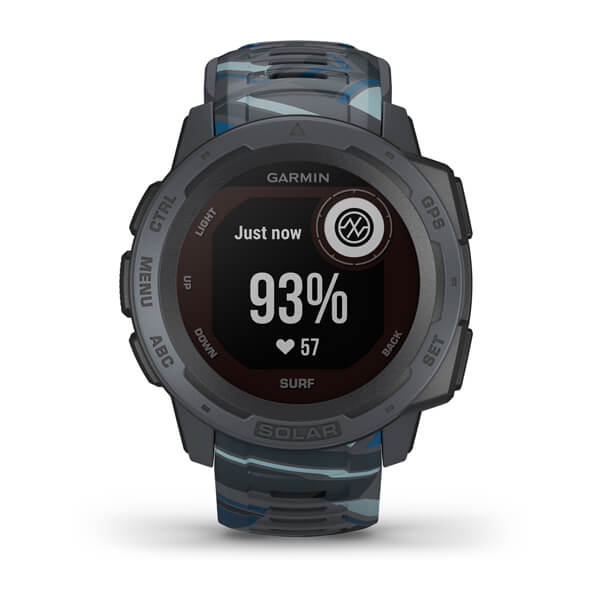 ساعة Garmin Instinct Solar Tactical Edition بسوار سيليكون "بايبلاين" وشاشة عرض ملونة بالكامل