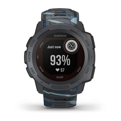 ساعة Garmin Instinct Solar Tactical Edition بسوار سيليكون "بايبلاين" وشاشة عرض ملونة بالكامل