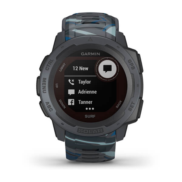 ساعة Garmin Instinct Solar Tactical Edition بسوار سيليكون "بايبلاين" وشاشة عرض ملونة بالكامل