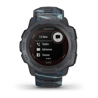 ساعة Garmin Instinct Solar Tactical Edition بسوار سيليكون "بايبلاين" وشاشة عرض ملونة بالكامل