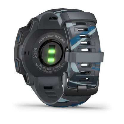 ساعة Garmin Instinct Solar Tactical Edition بسوار سيليكون "بايبلاين" وشاشة عرض ملونة بالكامل