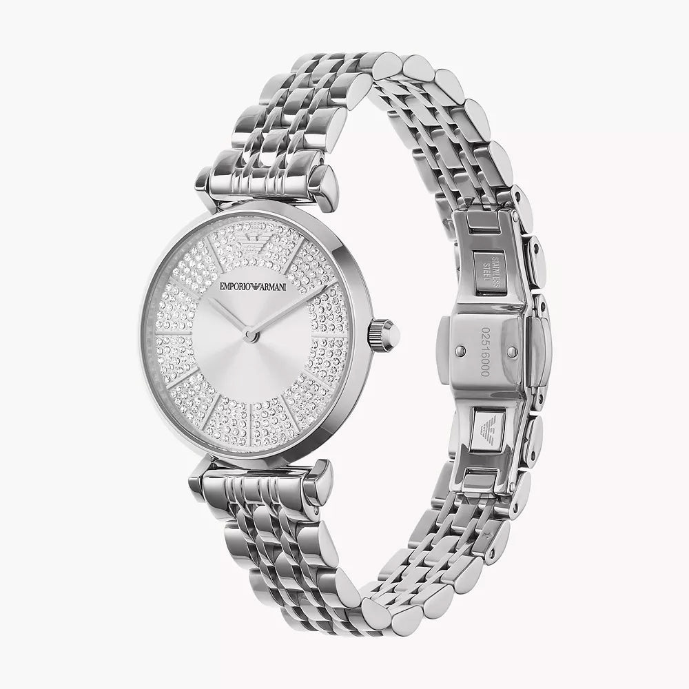 EMPORIO ARMANI TWO-HAND STAINLESS STEEL LADIES WATCH