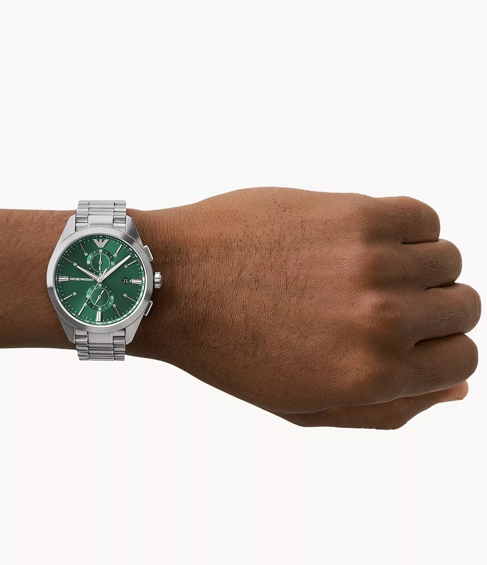Emporio Armani Green Dial Chronograph Stainless Steel Men's Watch