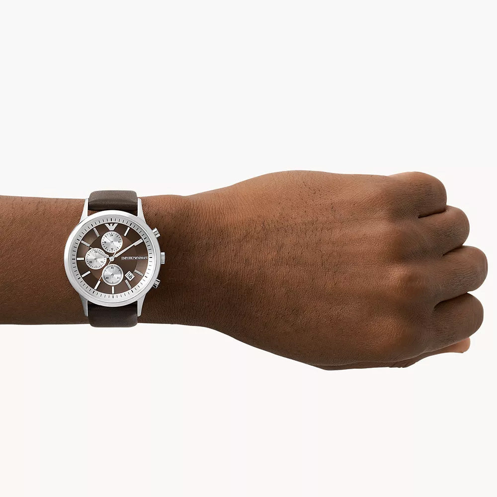 Emporio Armani Chronograph Brown Leather Watch