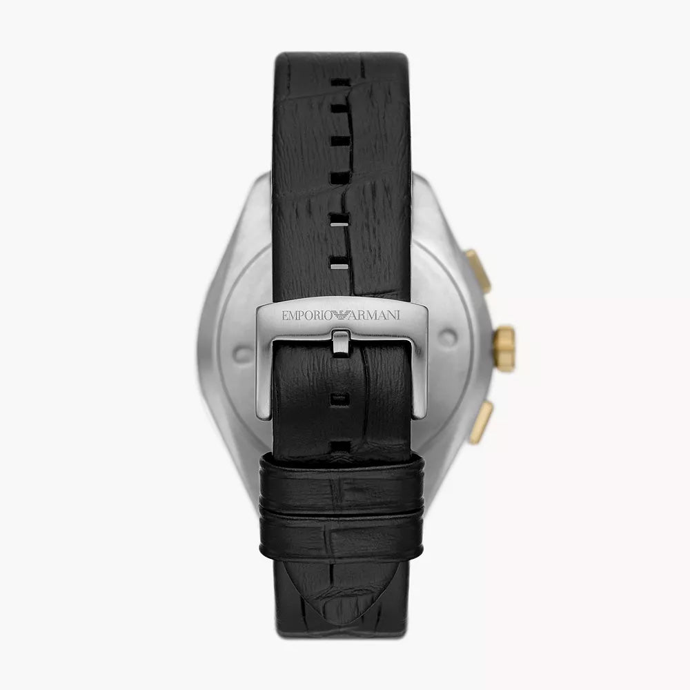 Emporio Armani Chronograph Black Leather Watch for Men