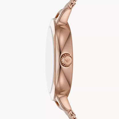 Emporio Armani Three-Hand Rose Gold-Tone Stainless Steel Mesh Watch