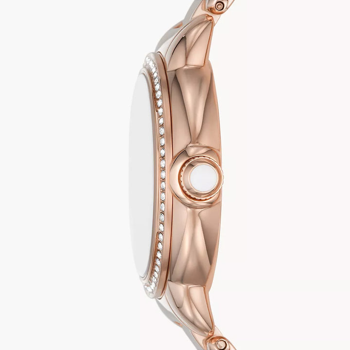 EMPORIO ARMANI THREE-HAND ROSE GOLD-TONE STAINLESS STEEL WATCH
