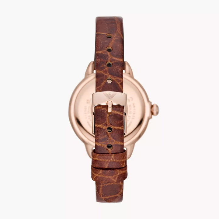 EMPORIO ARMANI THREE-HAND BROWN LEATHER WATCH