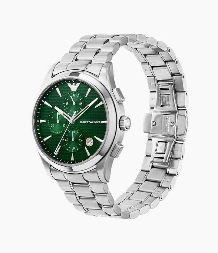 Emporio Armani Men's Green Dial Chronograph Stainless Steel Watch