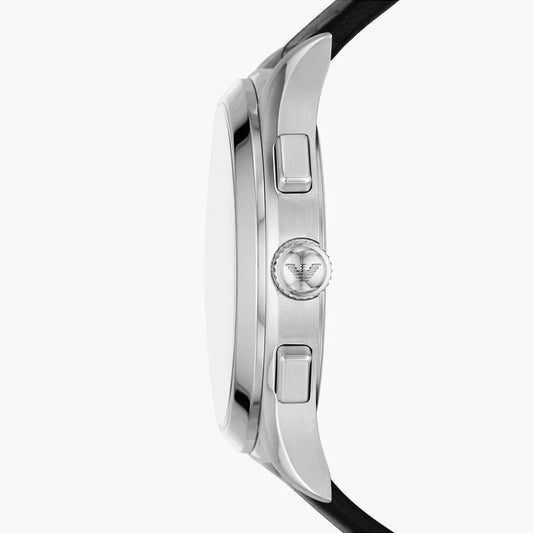 Emporio Armani Chronograph Black Leather Watch