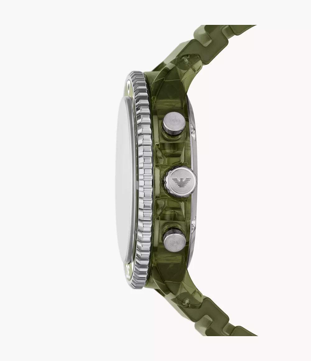 Emporio Armani Men's Green Dial Chronograph Olive Polyurethane Watch