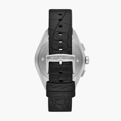 Emporio Armani Chronograph Black Leather Watch