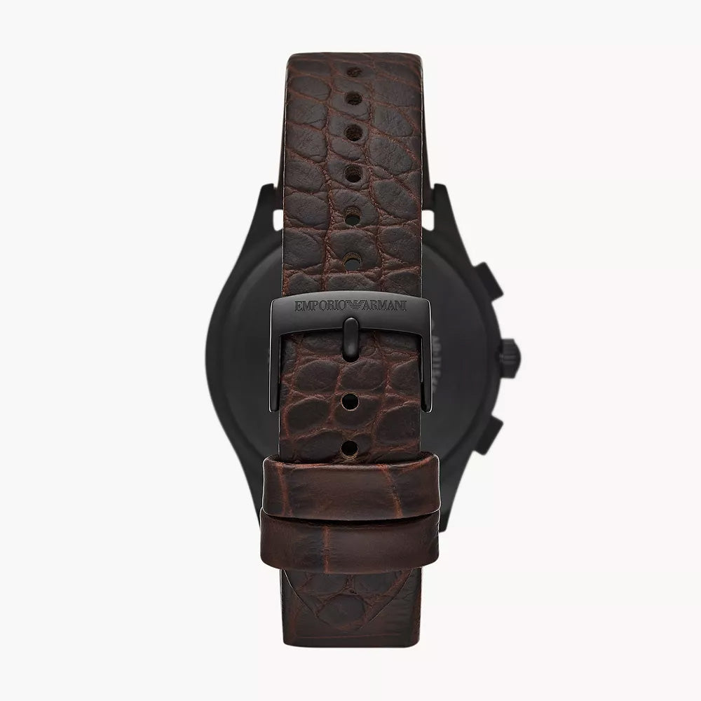 EMPORIO ARMANI CHRONOGRAPH BROWN LEATHER WATCH