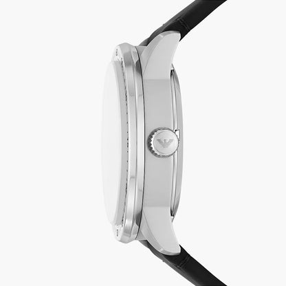 Emporio Armani Automatic Black Leather Watch