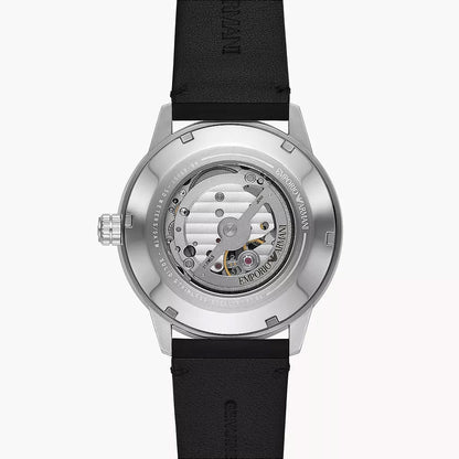 Emporio Armani Automatic Black Leather Watch
