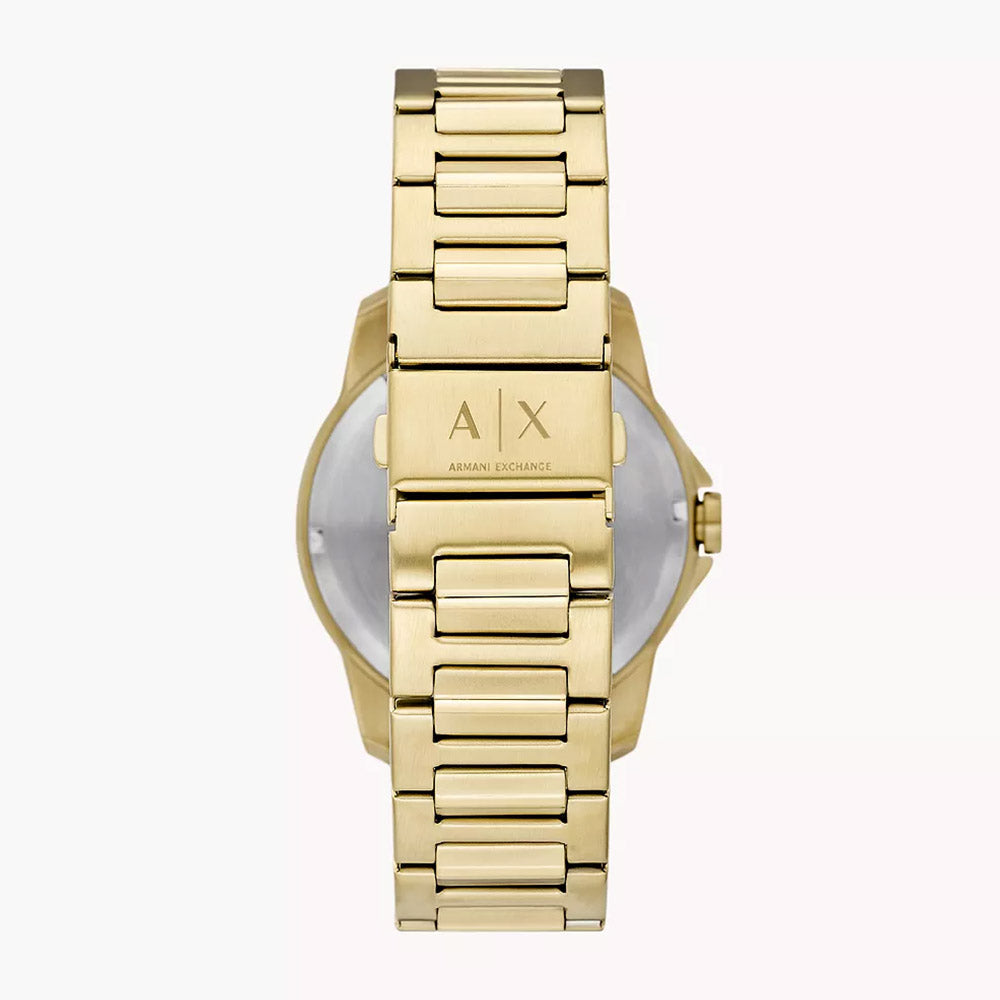 Armani Exchange Men's Three-Hand Day-Date Gold-Tone Stainless Steel Watch