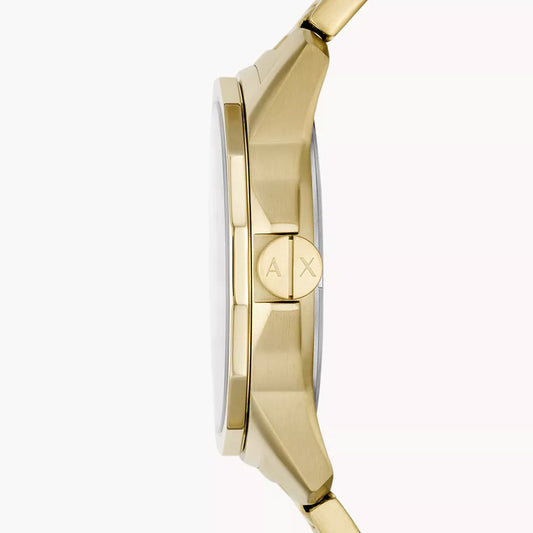 Armani Exchange Men's Three-Hand Day-Date Gold-Tone Stainless Steel Watch