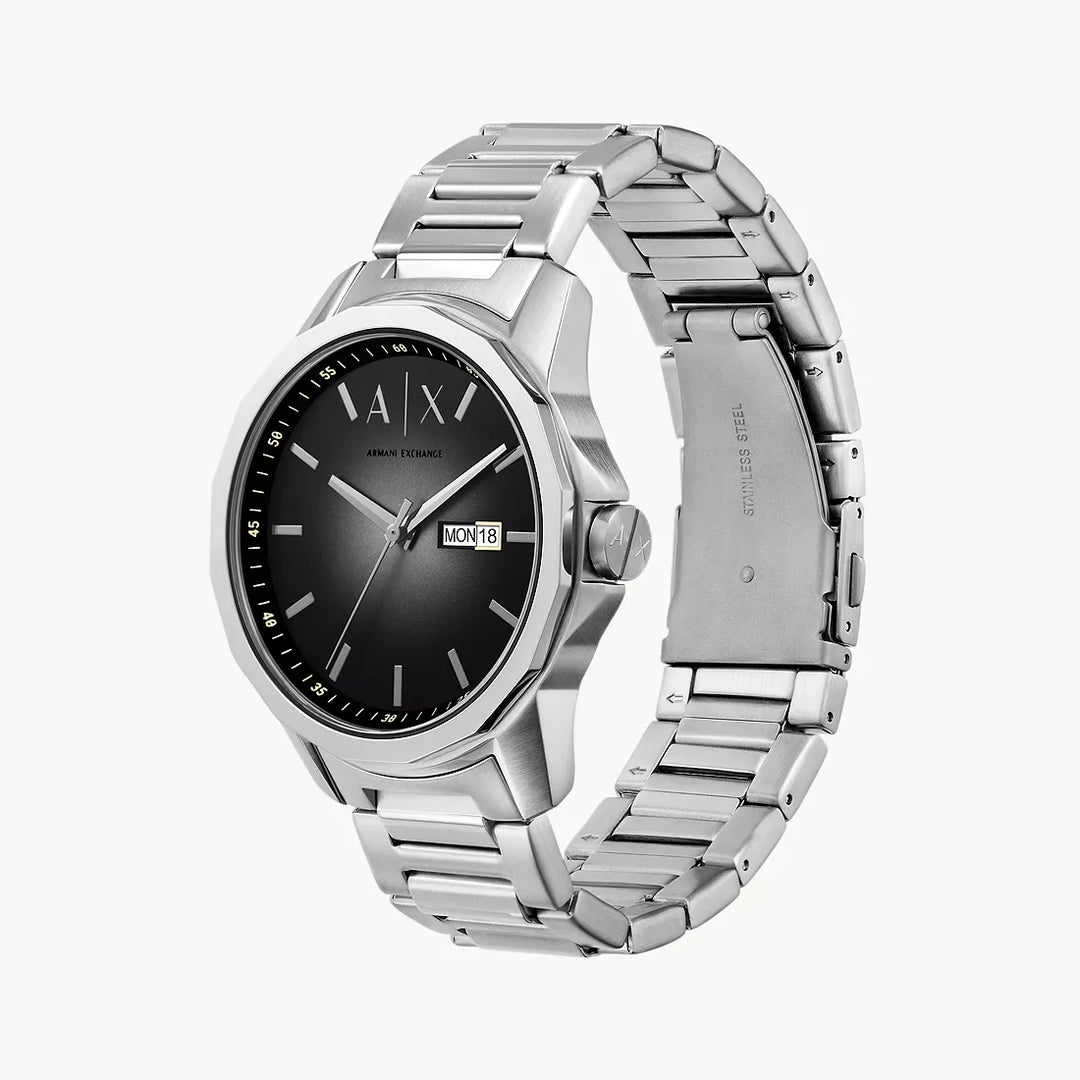 Armani Exchange Three-Hand Day-Date Stainless Steel Watch