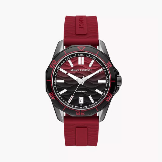 Armani Exchange Three-Hand Date Black Silicone Watch