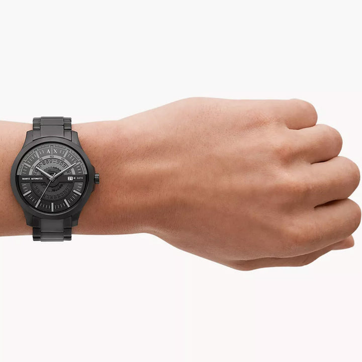 Armani Exchange Men's Automatic Quartz Three-Hand Date Black Stainless Steel Watch