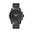 Armani Exchange Chronograph Black Stainless Steel Watch and Bracelet Set