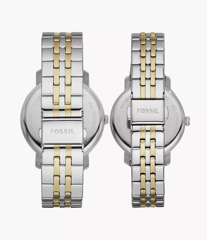 Fossil Couple Set His Her Stainless Steel Watches