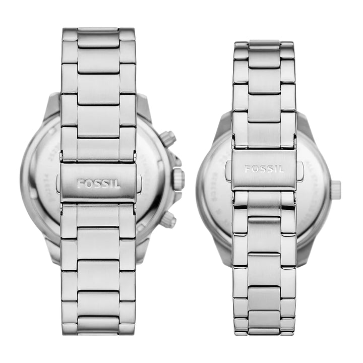 Fossil Bannon Men's Silver Stainless Steel Couple Set Watches - BQ2828SET