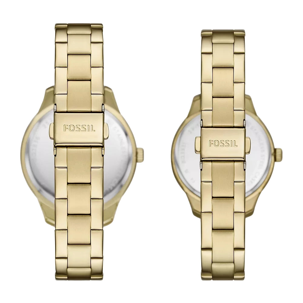 Fossil Rye Men's Gold Stainless Steel Couple Set Watches