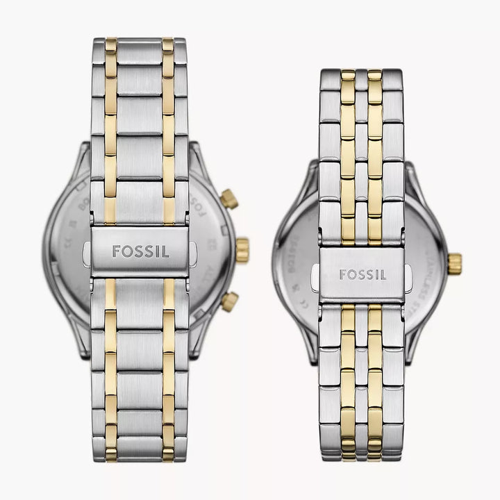 Fossil Fenmore Couple Multifunction Two-Tone Stainless Steel Watch Set