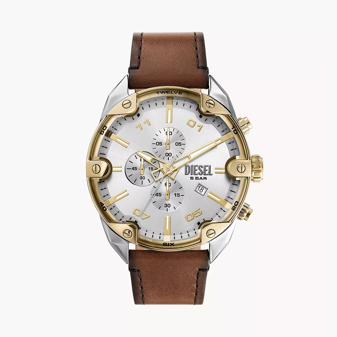 Diesel Spiked Men's Brown Leather Watch