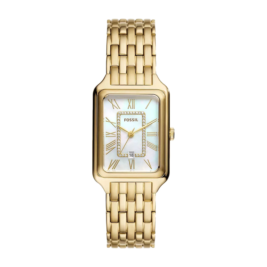 Fossil Raquel Three-Hand Date Gold-Tone Stainless Steel Ladies Watch ...