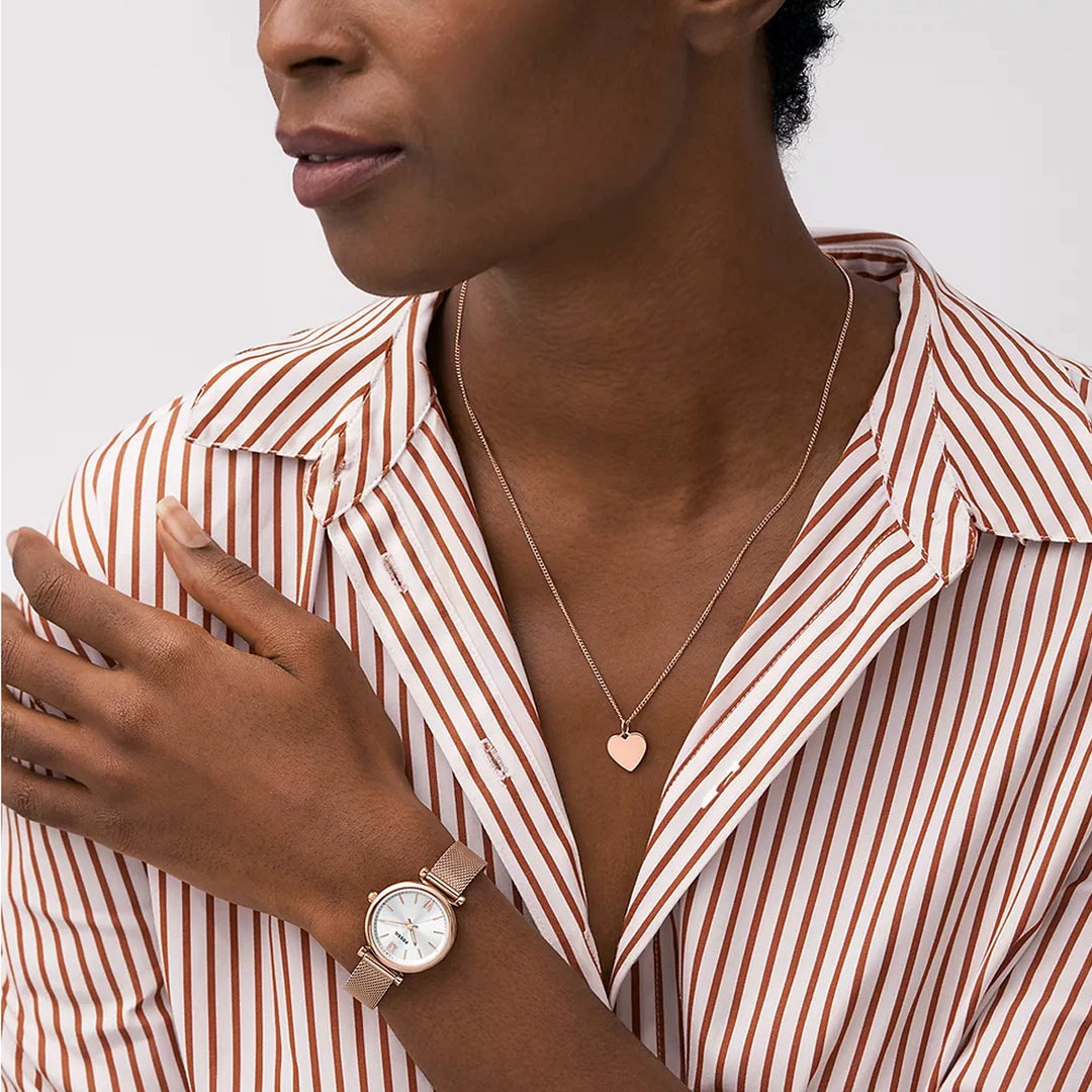 Fossil rose sales gold chain watch