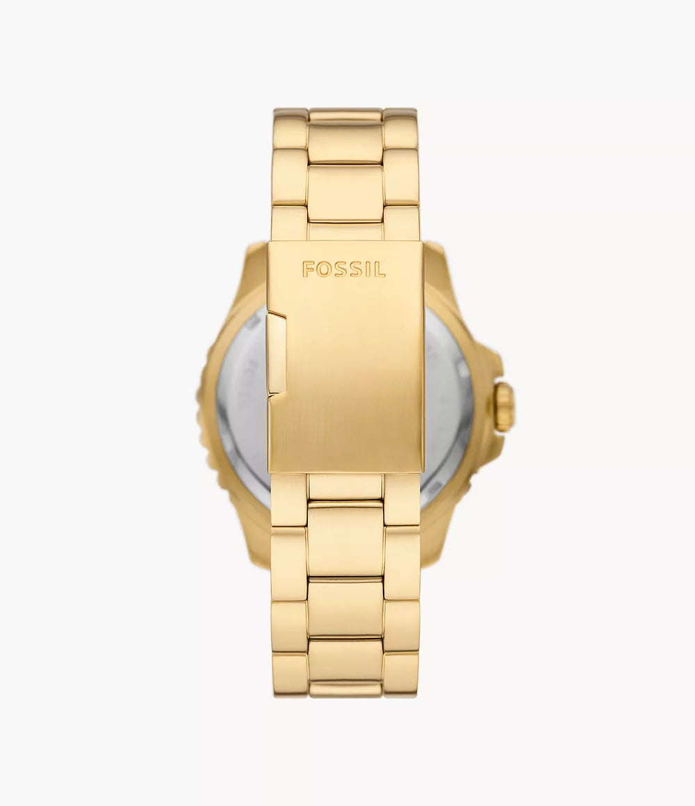 Fossil Blue Gmt Gold-Tone Stainless Steel Men's Watch