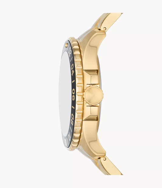 Fossil Blue Gmt Gold-Tone Stainless Steel Men's Watch