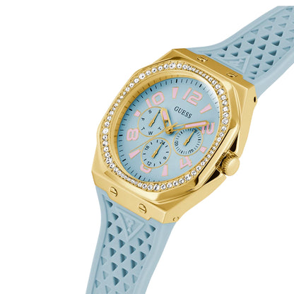 Guess Women's Watch Gold Tone Case Blue Dial Quartz