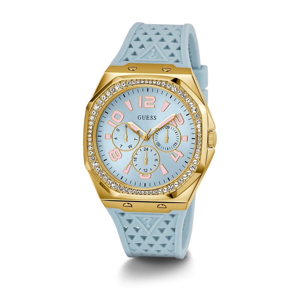 Guess Women's Watch Gold Tone Case Blue Dial Quartz