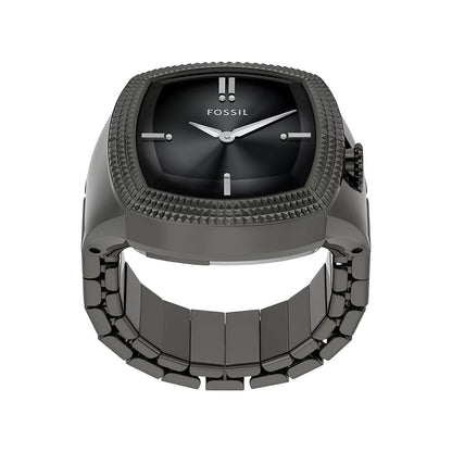 Fossil Unisex Nick Jonas x Fossil Machine Luxe Grey Vignette Two-Hand Gunmetal Stainless Steel Watch Ring - LE1212