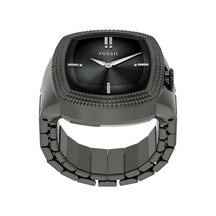 Fossil Unisex Nick Jonas x Fossil Machine Luxe Grey Vignette Two-Hand Gunmetal Stainless Steel Watch Ring
