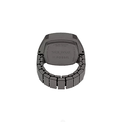 Fossil Unisex Nick Jonas x Fossil Machine Luxe Grey Vignette Two-Hand Gunmetal Stainless Steel Watch Ring - LE1212