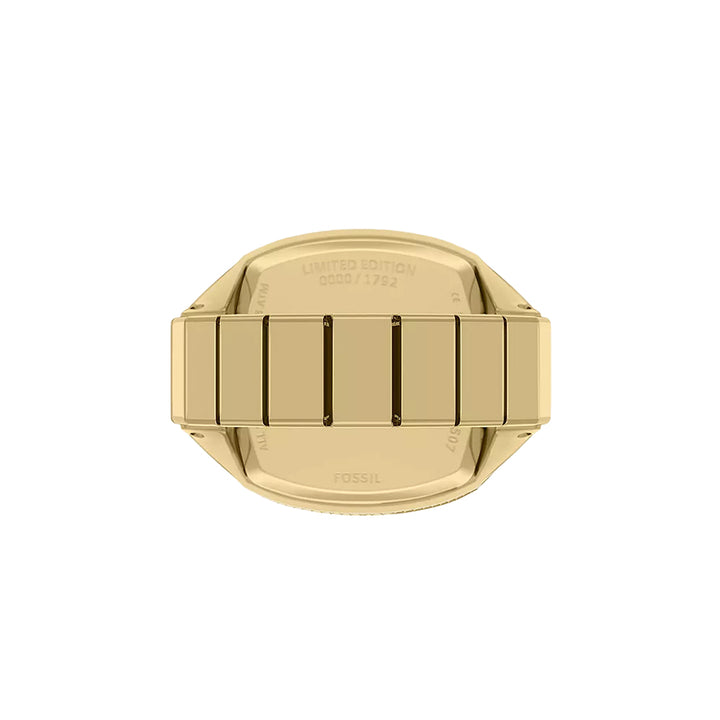 Fossil Unisex Nick Jonas x Fossil Machine Luxe Green Vignette Two-Hand Gold-Tone Stainless Steel Watch Ring