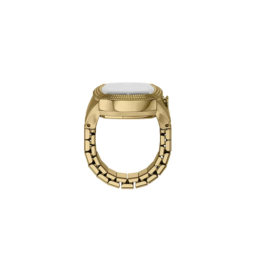 Fossil Unisex Nick Jonas x Fossil Machine Luxe Green Vignette Two-Hand Gold-Tone Stainless Steel Watch Ring